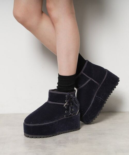 ESPERANZA / エスペランサ ブーツ(ショート丈) | 厚底レースアップリボンフェイクムートンブーツ | 詳細4