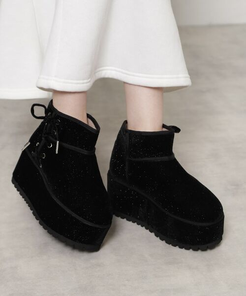ESPERANZA / エスペランサ ブーツ(ショート丈) | 厚底レースアップリボンフェイクムートンブーツ | 詳細9