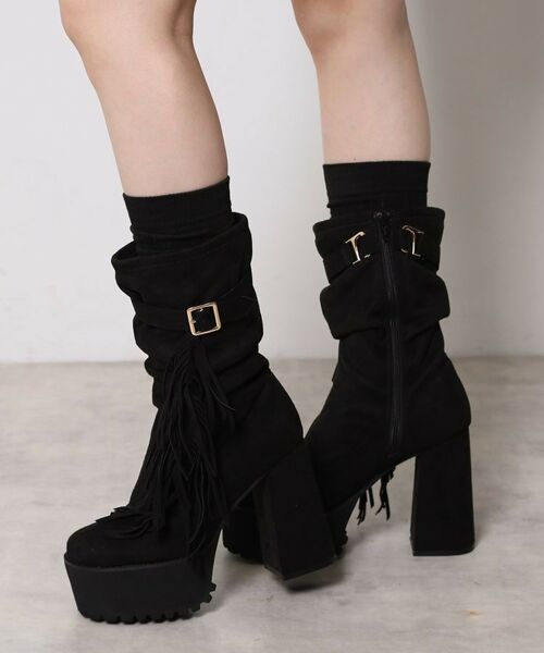 ESPERANZA / エスペランサ ブーツ（ショート丈） | 【EC&SHIBUYA109店限定モデル】厚底フリンジ3WAYショートブーツ | 詳細1