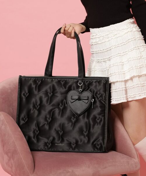 ESPERANZA / エスペランサ トートバッグ | ハートモチーフトートバッグ(ブラック(019))