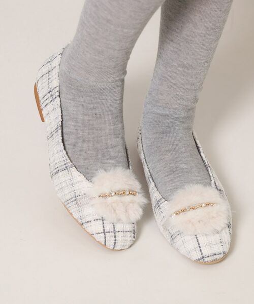 ESPERANZA / エスペランサ パンプス | ビジューフェイクファーフラットパンプス | 詳細3