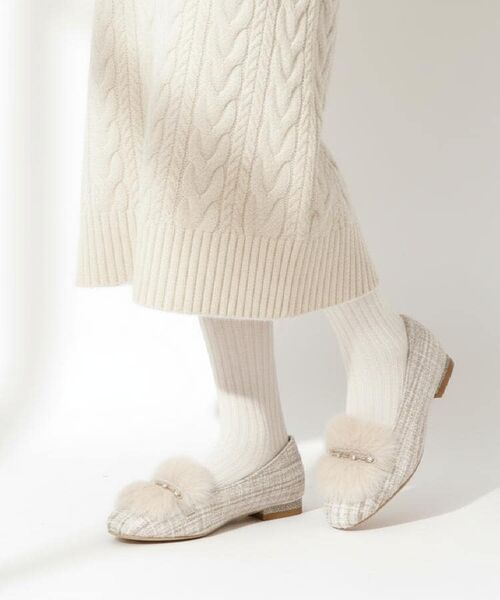 ESPERANZA/エスペランサ ビジューフェイクファーフラットパンプス ベージュ(952) 30(23.0cm) ESPERANZA/エスペランサ ビジューフェイクファーフラットパンプス ベージュ(952) 30(23.0cm)