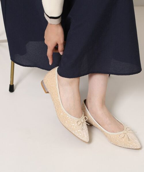 ESPERANZA / エスペランサ パンプス | ポインテッドリボンバレエパンプス(ベージュ(352))
