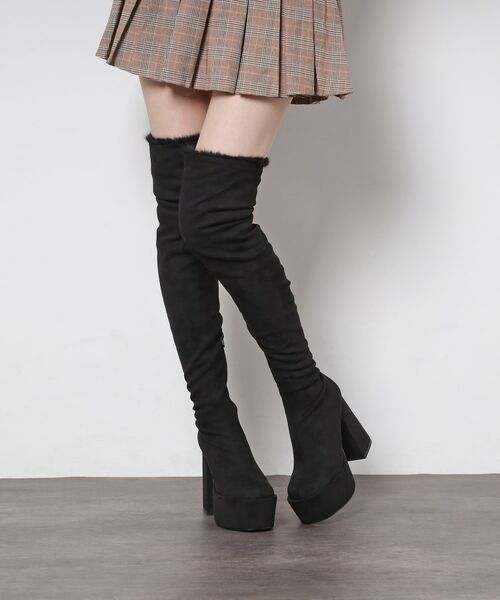 ESPERANZA / エスペランサ ブーツ(ショート丈) | 【ラク盛り/ニーハイブーツ】リピーター続出/脚長美脚 ふわもこ2WAYニーハイブーツ | 詳細1