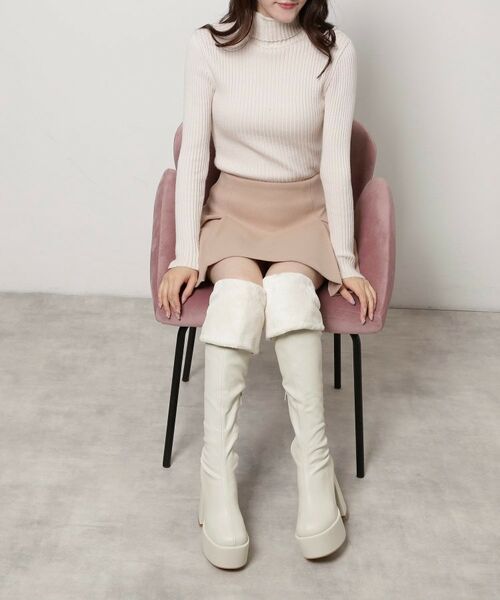 ESPERANZA / エスペランサ ブーツ(ショート丈) | 【ラク盛り/ニーハイブーツ】リピーター続出/脚長美脚 ふわもこ2WAYニーハイブーツ | 詳細10