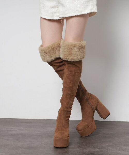 ESPERANZA / エスペランサ ブーツ(ショート丈) | 【ラク盛り/ニーハイブーツ】リピーター続出/脚長美脚 ふわもこ2WAYニーハイブーツ | 詳細4