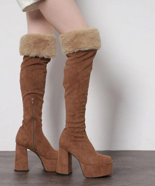 ESPERANZA / エスペランサ ブーツ(ショート丈) | 【ラク盛り/ニーハイブーツ】リピーター続出/脚長美脚 ふわもこ2WAYニーハイブーツ | 詳細5