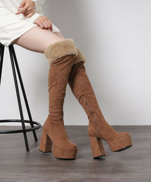 ESPERANZA / エスペランサ ブーツ(ショート丈) | 【ラク盛り/ニーハイブーツ】リピーター続出/脚長美脚 ふわもこ2WAYニーハイブーツ | 詳細6