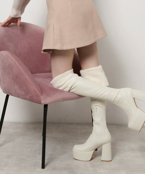ESPERANZA / エスペランサ ブーツ(ショート丈) | 【ラク盛り/ニーハイブーツ】リピーター続出/脚長美脚 ふわもこ2WAYニーハイブーツ | 詳細9