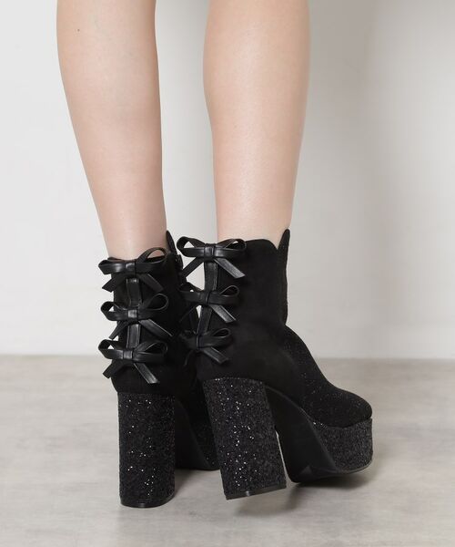 ESPERANZA / エスペランサ ブーツ（ショート丈） | 【Holiday Collection】ラク盛りバックリボングリッターヒールショートブーツ | 詳細3