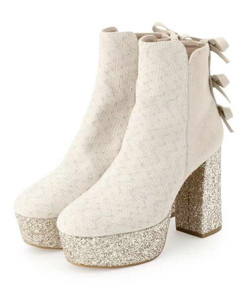 ESPERANZA / エスペランサ ブーツ（ショート丈） | 【Holiday Collection】ラク盛りバックリボングリッターヒールショートブーツ | 詳細8