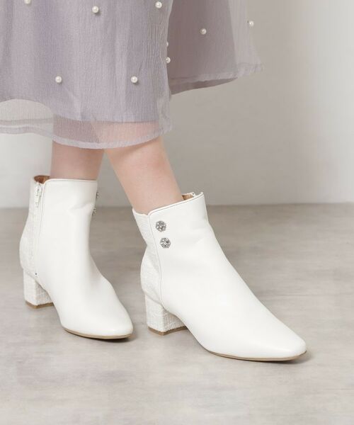 ESPERANZA / エスペランサ ブーツ(ショート丈) | ビジュー付きツイードショートブーツ | 詳細1