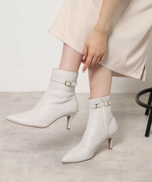 ESPERANZA/エスペランサ ジュエルヒールショートブーツ アイボリー(004) S(22.0cm-22.5cm) ESPERANZA/エスペランサ ジュエルヒールショートブーツ アイボリー(004) S(22.0cm-22.5cm)