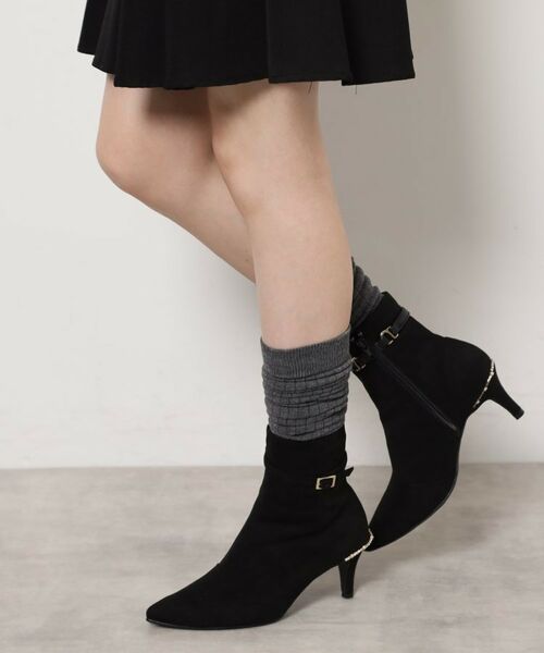 ESPERANZA/エスペランサ ジュエルヒールショートブーツ ブラック(119) LL(24.5cm-25.0cm) ESPERANZA/エスペランサ ジュエルヒールショートブーツ ブラック(119) LL(24.5cm-25.0cm)