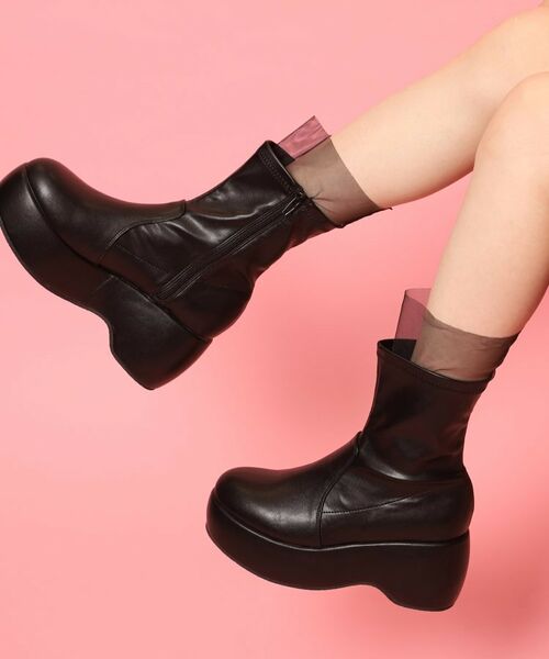 ESPERANZA/エスペランサ 厚底プレーンブーツ ブラック(019) S(22.0cm-22.5cm) ESPERANZA/エスペランサ 厚底プレーンブーツ ブラック(019) S(22.0cm-22.5cm)