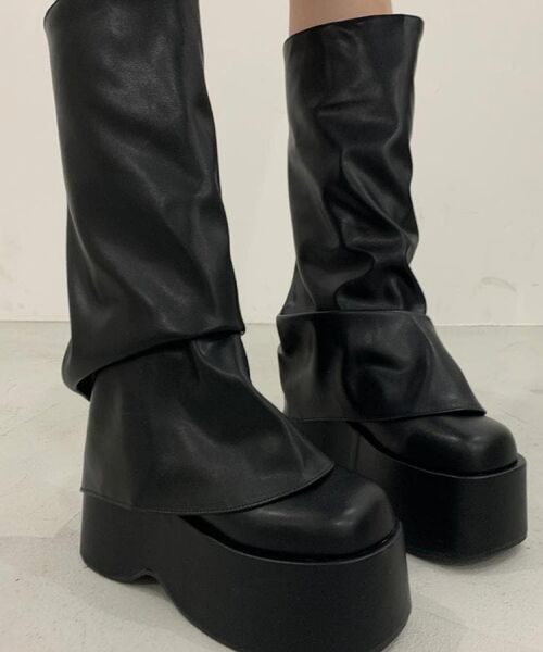 ESPERANZA/エスペランサ 厚底ブーツカバーロングブーツ ブラック(019) LL(24.5cm-25.0cm) ESPERANZA/エスペランサ 厚底ブーツカバーロングブーツ ブラック(019) LL(24.5cm-25.0cm)