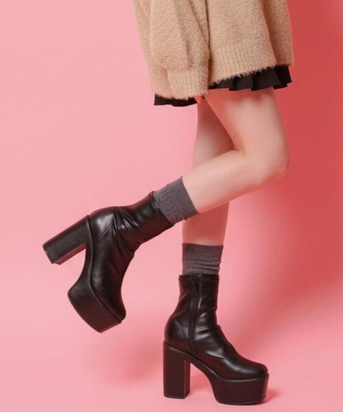 ESPERANZA / エスペランサ ブーツ(ショート丈) | 厚底シンプルブーツ(ブラック(019))