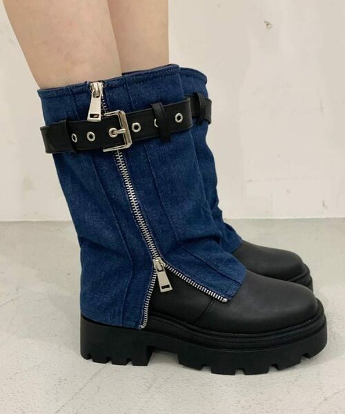 ESPERANZA/エスペランサ ベルト付きカバーブーツ ブルー(393) S(22.0cm-22.5cm) ESPERANZA/エスペランサ ベルト付きカバーブーツ ブルー(393) S(22.0cm-22.5cm)