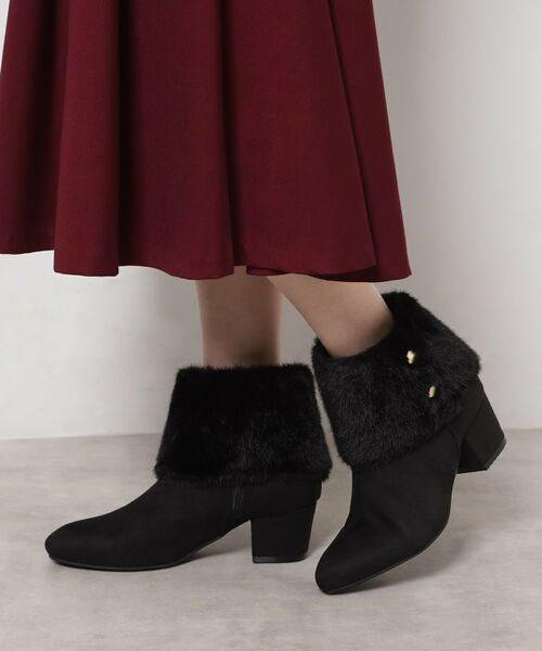 ESPERANZA/エスペランサ 2WAYフェイクファー付きショートブーツ ブラック(119) S(22.0cm-22.5cm) ESPERANZA/エスペランサ 2WAYフェイクファー付きショートブーツ ブラック(119) S(22.0cm-22.5cm)