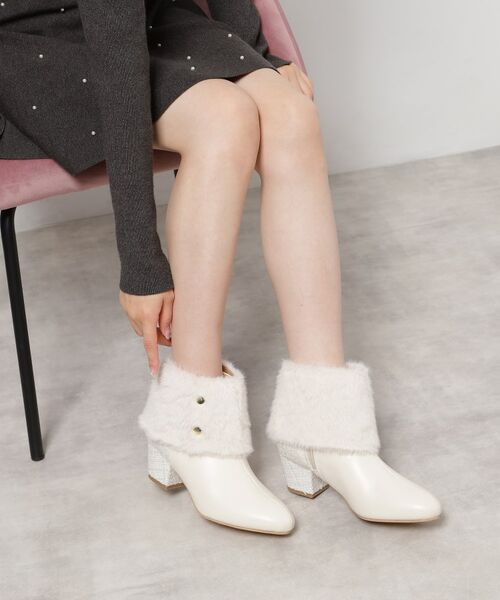 ESPERANZA/エスペランサ 2WAYフェイクファー付きショートブーツ アイボリー(304) M(23.0cm-23.5cm) ESPERANZA/エスペランサ 2WAYフェイクファー付きショートブーツ アイボリー(304) M(23.0cm-23.5cm)