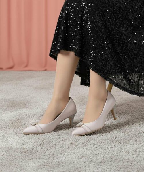 ESPERANZA / エスペランサ パンプス | 【12時間パンプス】約7.5cm/ビジューベルト パーティ-結婚式に最適(グレー(312))