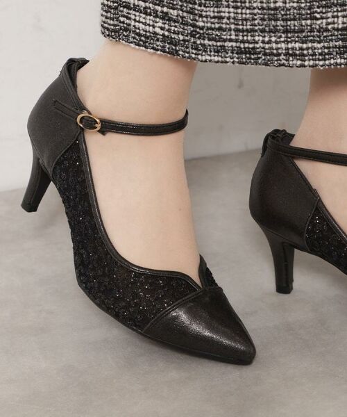 ESPERANZA / エスペランサ パンプス | ハートカットストラップパンプス(ブラック(919))