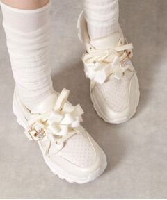 ESPERANZA / エスペランサ スニーカー | ツインリボンベルト付きラメスニーカー