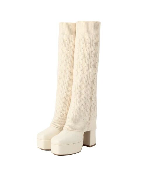ESPERANZA / エスペランサ ブーツ(ショート丈) | 【ラク盛り/ロングブーツ】リピーター続出/脚長美脚 2WAYニットカバーレイヤーロングブーツ | 詳細11