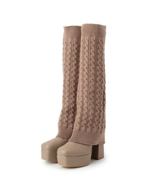 ESPERANZA / エスペランサ ブーツ(ショート丈) | 【ラク盛り/ロングブーツ】リピーター続出/脚長美脚 2WAYニットカバーレイヤーロングブーツ | 詳細12