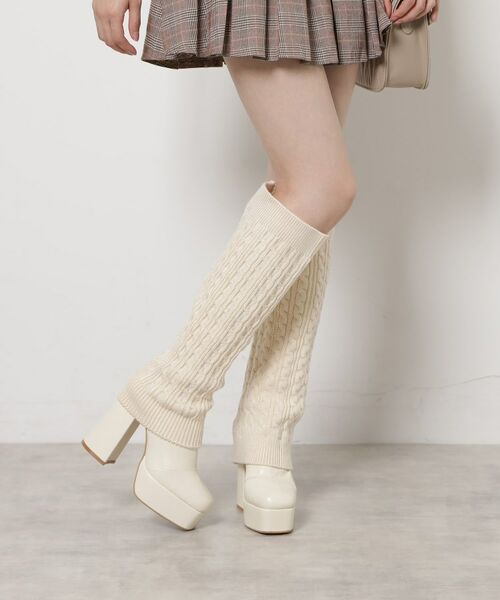 ESPERANZA / エスペランサ ブーツ(ショート丈) | 【ラク盛り/ロングブーツ】リピーター続出/脚長美脚 2WAYニットカバーレイヤーロングブーツ(アイボリー(904))