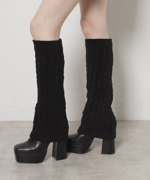 ESPERANZA / エスペランサ ブーツ(ショート丈) | 【ラク盛り/ロングブーツ】リピーター続出/脚長美脚 2WAYニットカバーレイヤーロングブーツ(ブラック(919))