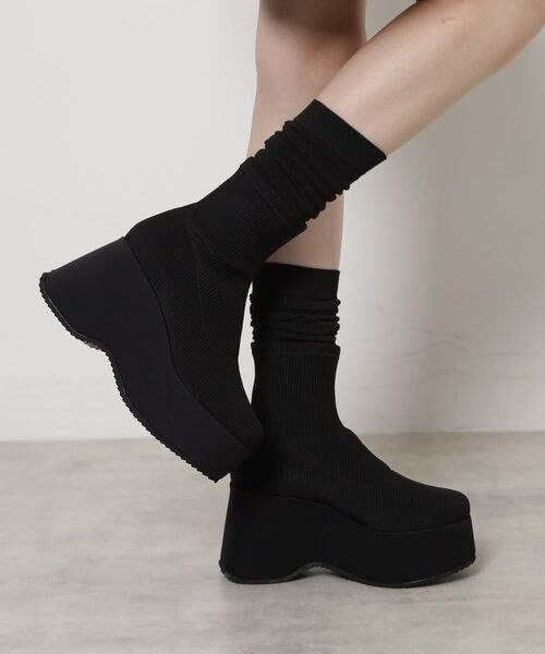 ESPERANZA / エスペランサ ブーツ(ショート丈) | スタイルぐんっとアップ!厚底ニットショートブーツ | 詳細2