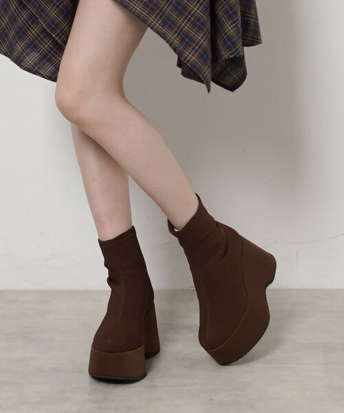 ESPERANZA / エスペランサ ブーツ(ショート丈) | スタイルぐんっとアップ!厚底ニットショートブーツ | 詳細4