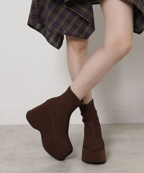 ESPERANZA / エスペランサ ブーツ(ショート丈) | スタイルぐんっとアップ!厚底ニットショートブーツ | 詳細5