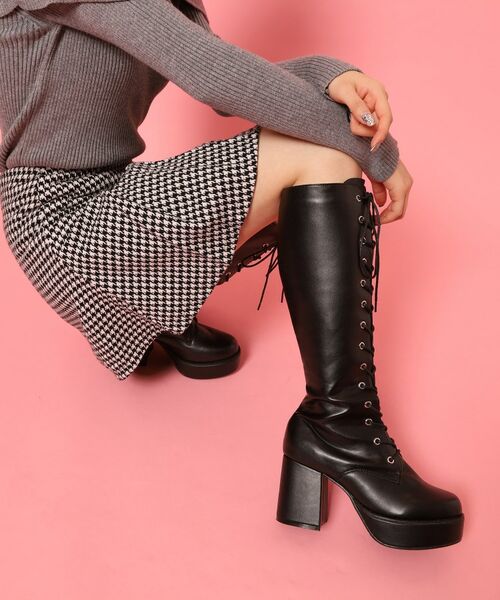 ESPERANZA / エスペランサ ブーツ(ショート丈) | 厚底レースアップ(ブラック(019))