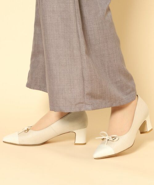 ESPERANZA / エスペランサ パンプス | ビジューリボンポインテッドパンプス（ベージュ(352)）