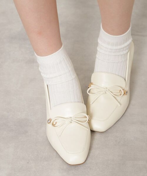 ESPERANZA / エスペランサ パンプス | ビジュー付リボンローファー | 詳細1