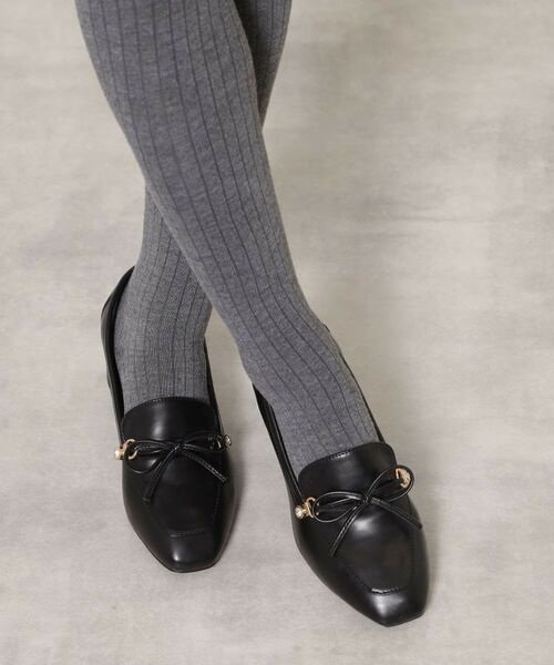 ESPERANZA / エスペランサ パンプス | ビジュー付リボンローファー(ブラック(019))