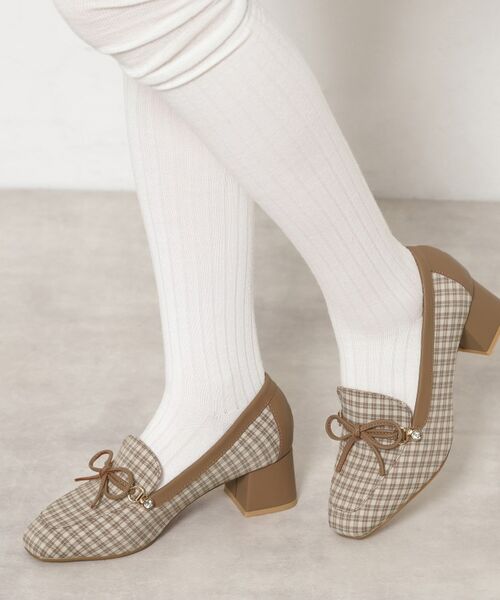 ESPERANZA / エスペランサ パンプス | ビジュー付リボンローファー(ブルーグリーン(399))