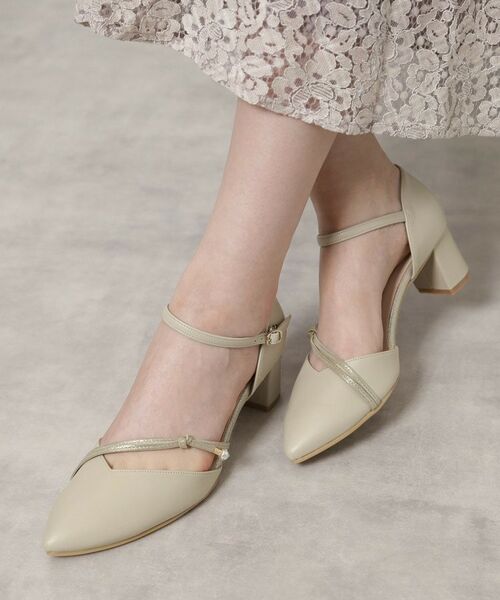 ESPERANZA / エスペランサ パンプス | ポインテッドトゥパール調付きセパレートパンプス（グレー(012)）