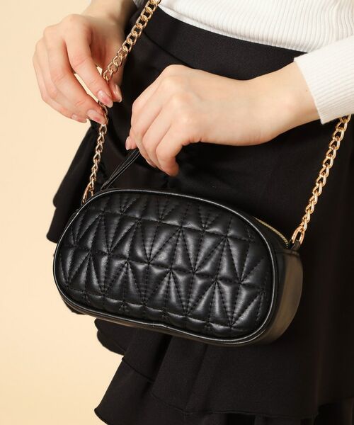 ESPERANZA / エスペランサ ショルダーバッグ | チェーン使いキルティングショルダー（ブラック(019)）