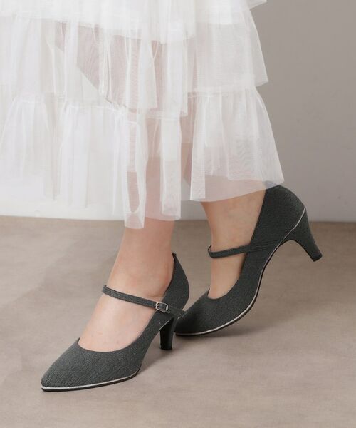 ESPERANZA / エスペランサ パンプス | ラメパイピングストラップパンプス（グレー(312)）