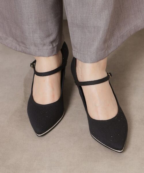 ESPERANZA / エスペランサ パンプス | ラメパイピングストラップパンプス（ブラック(319)）