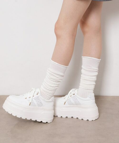 ESPERANZA / エスペランサ スニーカー | ラメライン厚底スニーカー（ホワイト(001)）