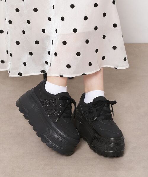 ESPERANZA / エスペランサ スニーカー | ラメライン厚底スニーカー（ブラック(019)）