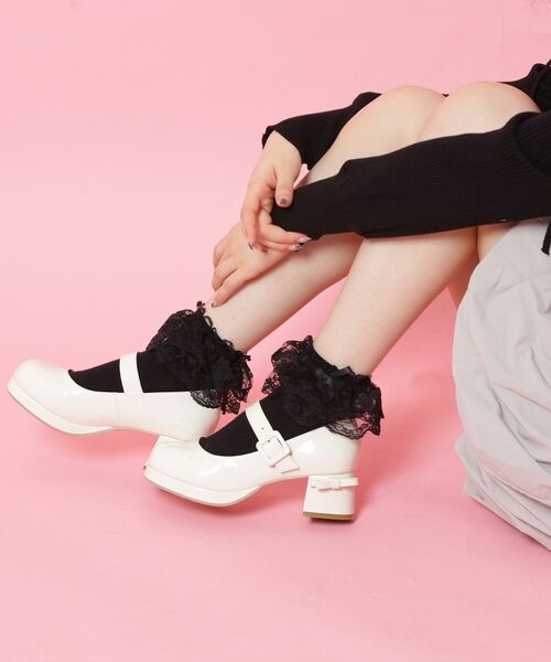 ESPERANZA / エスペランサ パンプス | バレエコアストラップ付リボン付きパンプス(アイボリー(204))