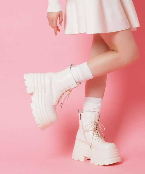 ESPERANZA / エスペランサ ブーツ（ショート丈） | 厚底レースアップ（アイボリー(004)）