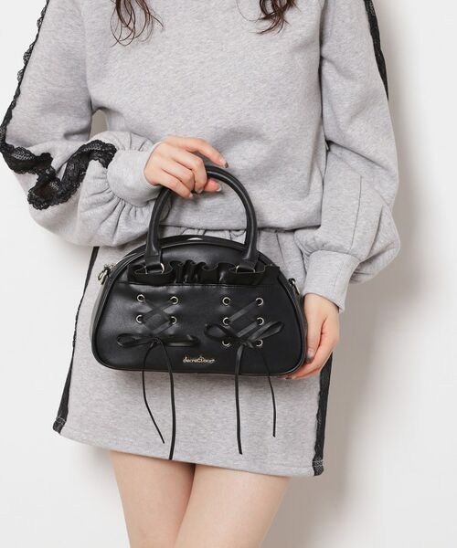 ESPERANZA / エスペランサ ボストンバッグ | リボン使い2WAYショルダー（ブラック(019)）