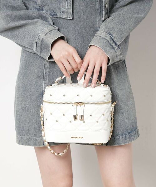 ESPERANZA / エスペランサ ショルダーバッグ | ビジューバニティバッグ（ホワイト(001)）