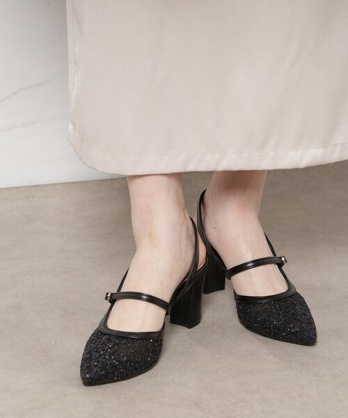 ESPERANZA / エスペランサ パンプス | クロスストラップセパレートパンプス(ブラック(919))